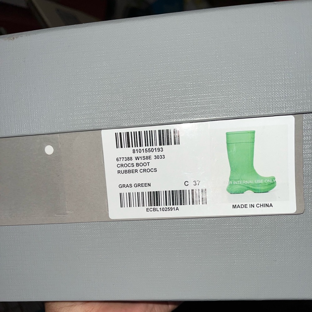 GREEN BALENCIAGA CROC BOOTS